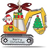 Excavator Ornaments for Christmas Tree 2025-2 Layer Excavator New Year Gift Ornament Hanging Decor - Construction Ornament for Kids, Boys - New Year Gift Ornaments for Kids