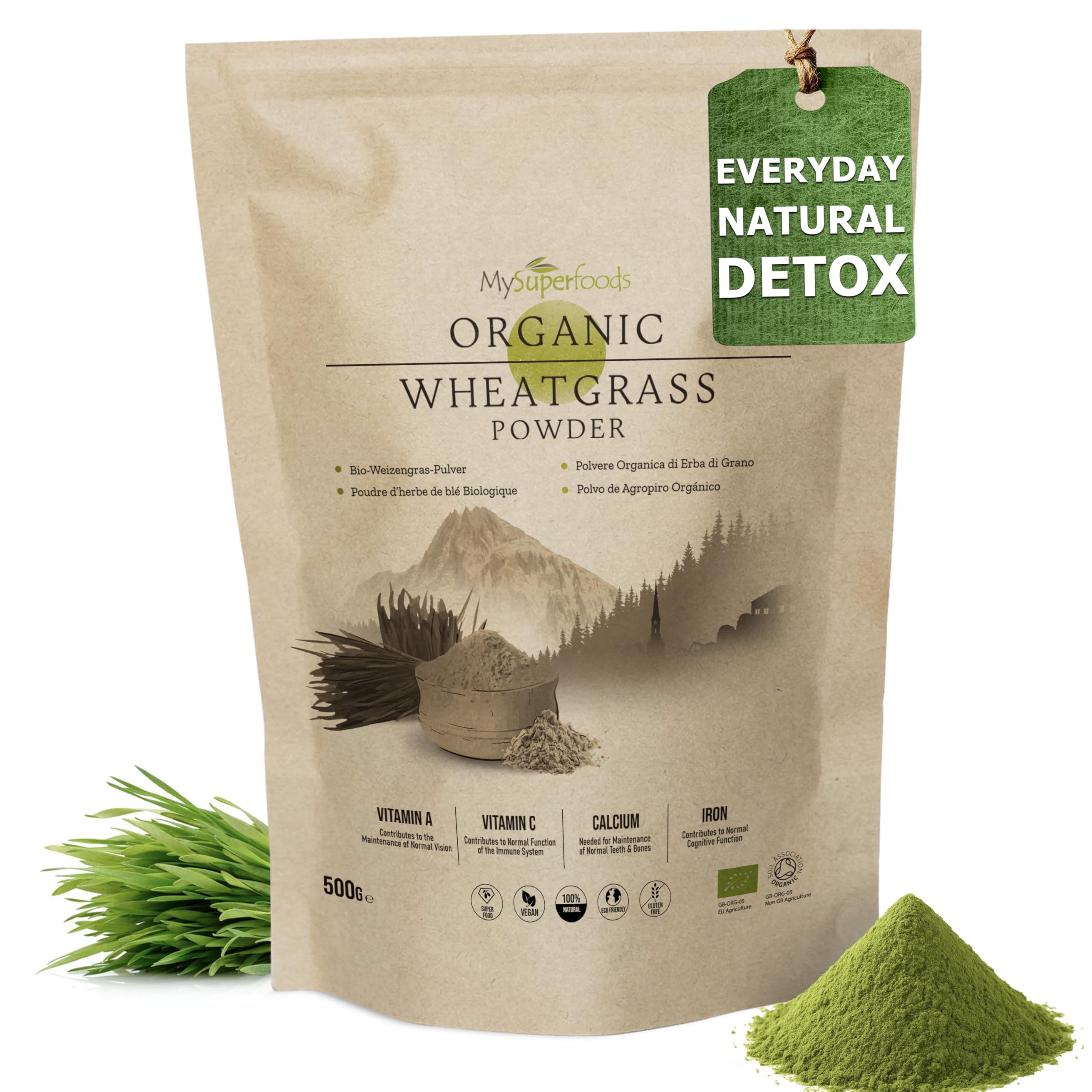 MySuperfoods Organic Wheatgrass Powder 500g, High Chlorophyll Content