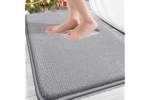 OLANLY Thick Memory Foam Bath Mat Rug 30x20, Extra Soft Absorbent Bathroom Rugs, Quick Dry Bath Mats, Non-Slip, Machine Washable Carpet for Bathroom, Tub and Shower, Home Decor Accessories, Grey