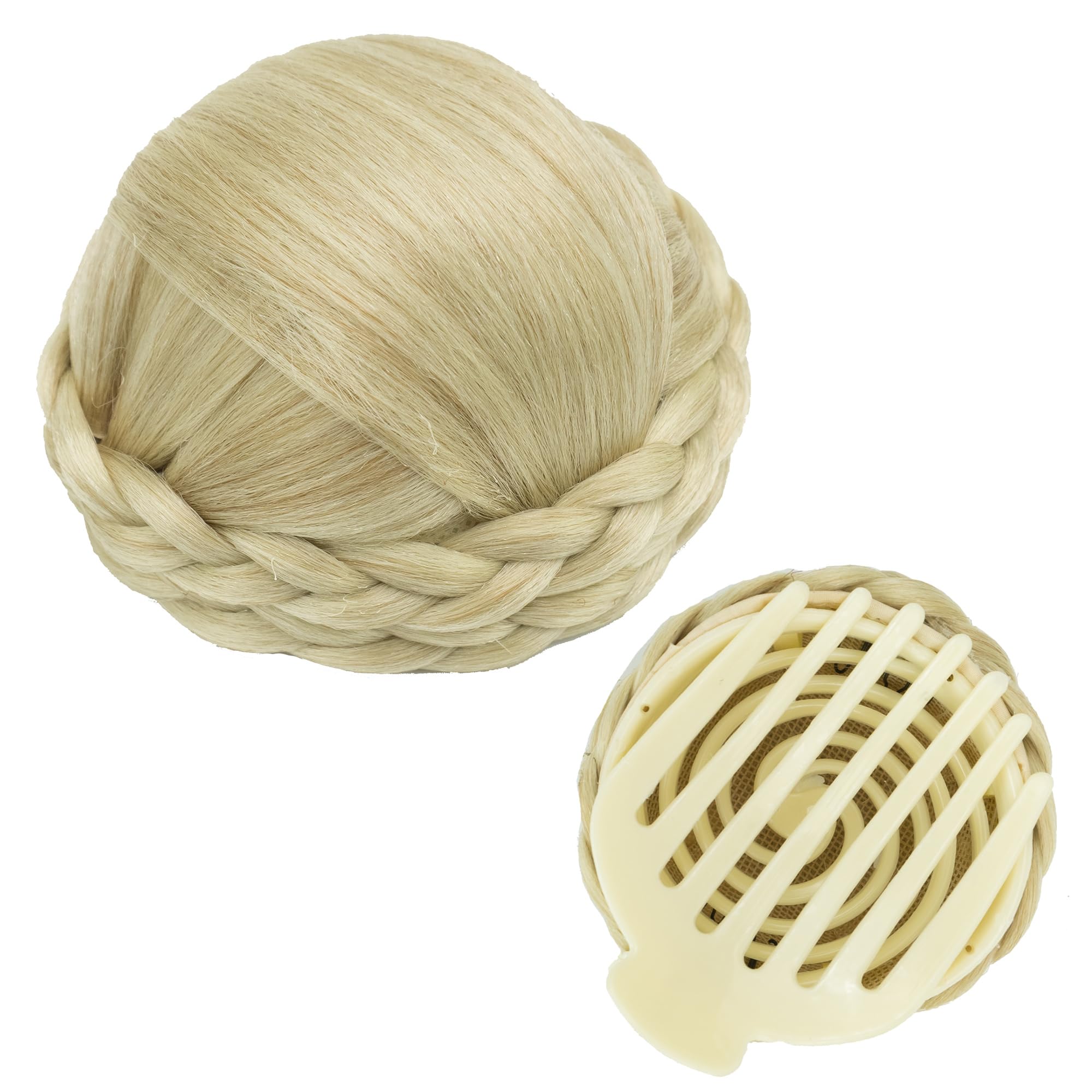 IMISSU Braided Chignon Dancer Hair Donut Hairpieces Scrunchie Claw Hair Bun Updo for Wedding Party (M4 Dirty Blonde)