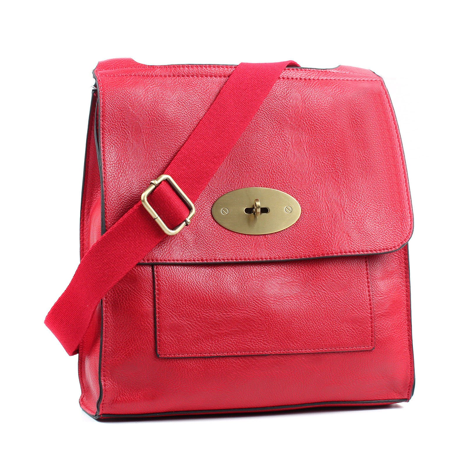 AOSSTA Women's Cross-Body Bags Leather Large/Medium Cross Body Messenger Bag Shoulder Bag (21601 New Red)