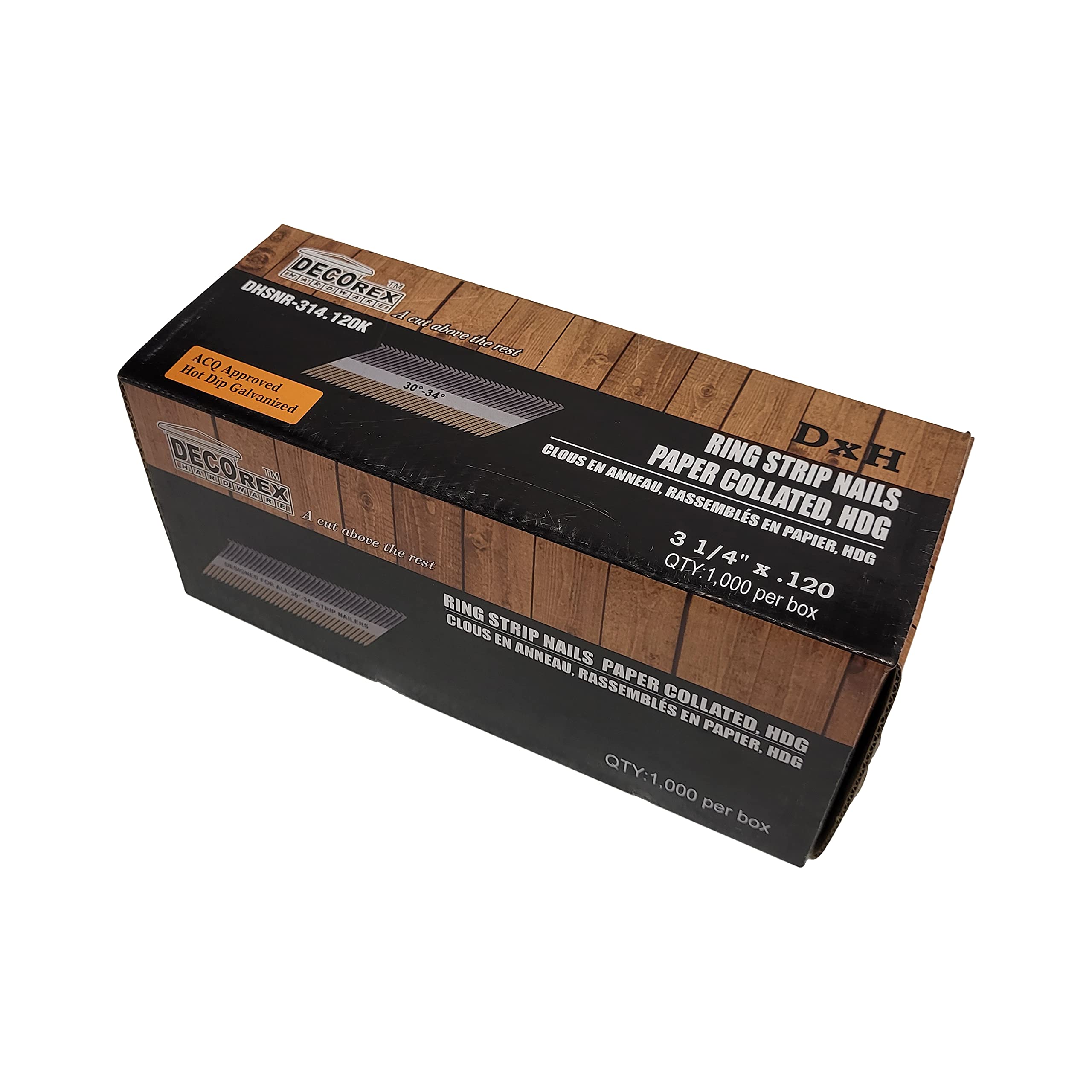 3 1/4" x .120 Ring Shank Framing Nails, Paper Strip