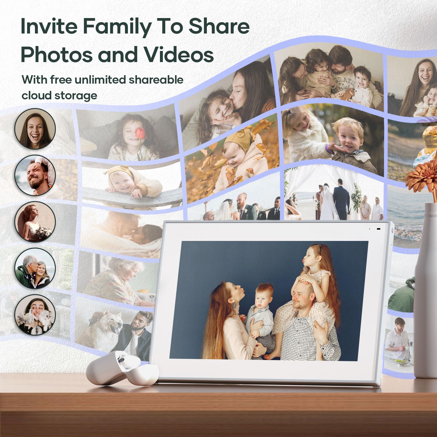 Cozyla Digital Picture Frame 10.1 Inch Share Photos and Videos via Email Google Photos Instagram App Smart Digital Photo Frame WiFi Free Unlimited Storage Built-in Alexa Electronic Picture Frame White