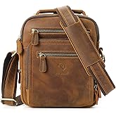 Ringsun Small Leather Men's Purse, Messenger Bag for Men with Zipper, Crossbody Shoulder Bag, RS30