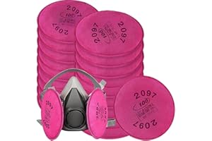 YIGSM 20Pcs 2097 Filters for for 6000 6200 6800 7000 FF-4 Respirator, 2097 Particulate Filters with Activated Carbon Layer Filter for Epoxy Resin,Lead Paint,Asbestos,Dust,Particle,Pollen (10 Pack)