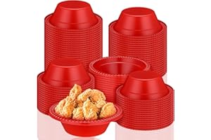 Lallisa 100 Pcs 12oz Red Disposable Plastic Bowls Halloween Christmas Dessert Cups Ice Cream Snack Salad Soup Food Serving Bowls for Halloween Christmas Party Favor Picnic