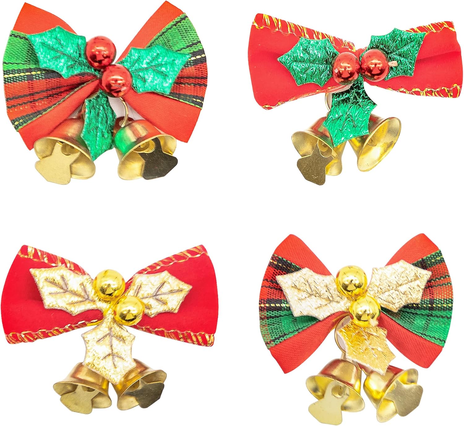 Bows & Ribbons - Jobotrap 40PCS Small Christmas Bows with Bells Christmas Tree Hanging Ornament Present Gift Boxes Decor