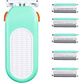 Domon dolly Razors for Women 6 Refills 3 Blades Shaver for Face Legs Bikini area, Comfort Glid, Green