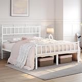 Yaheetech Double Metal Bed Frame 4ft6 with Headboard Footboard White view 2