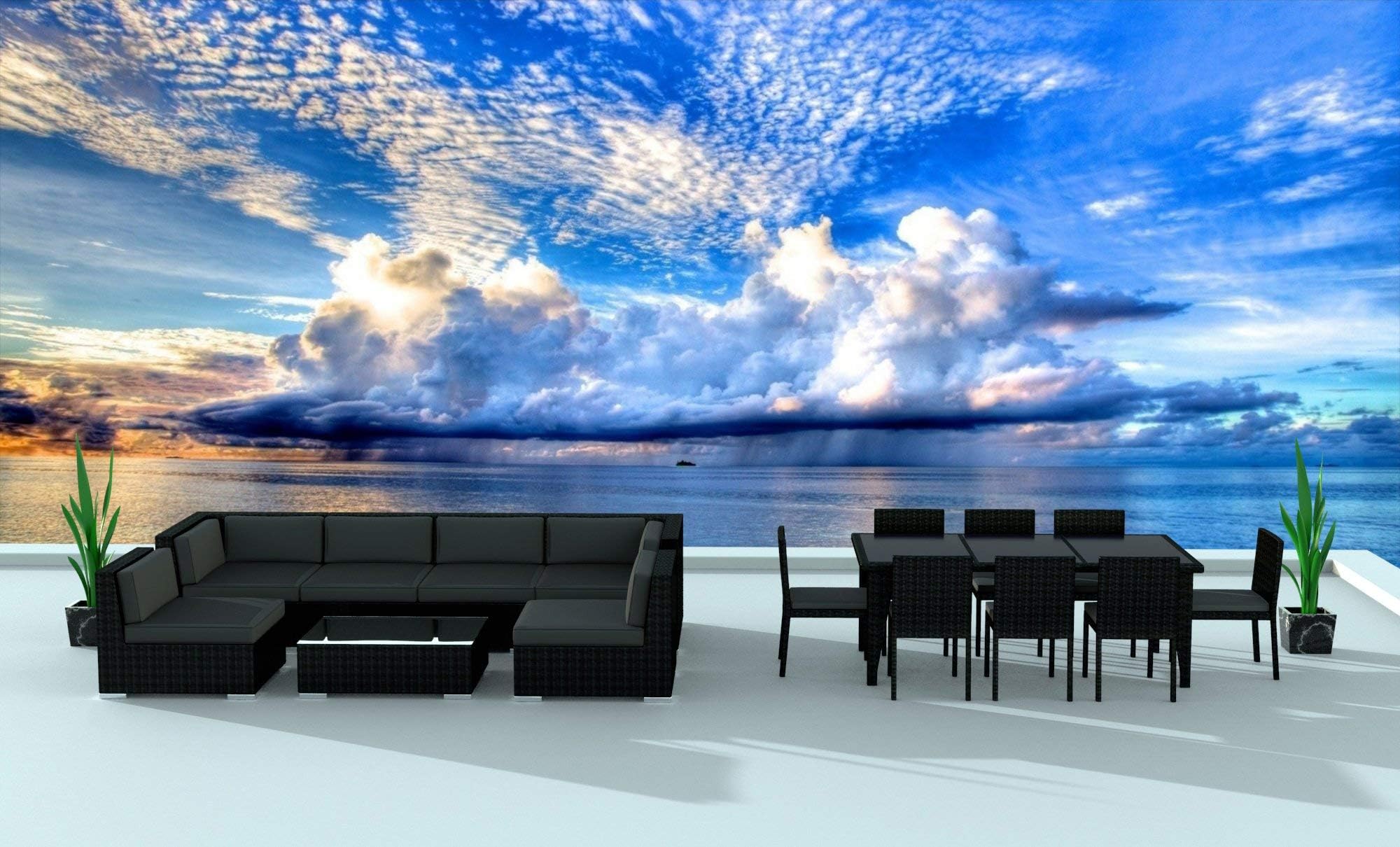 UrbanFurnishing.net 16-blackseries Patio Furniture, M Piece Set