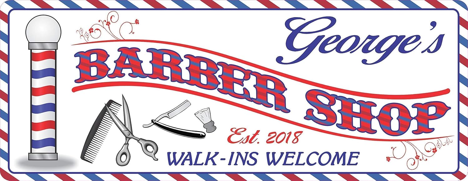 Personalized Barber Shop Business Sign with