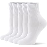 CS CELERSPORT Cotton Cushioned Ankle Mini Crew Socks for Women Men | 5 Pack Breathable, Moisture-Wicking, Arch Support, Reinforced Heel/Toe, Seamless Toe