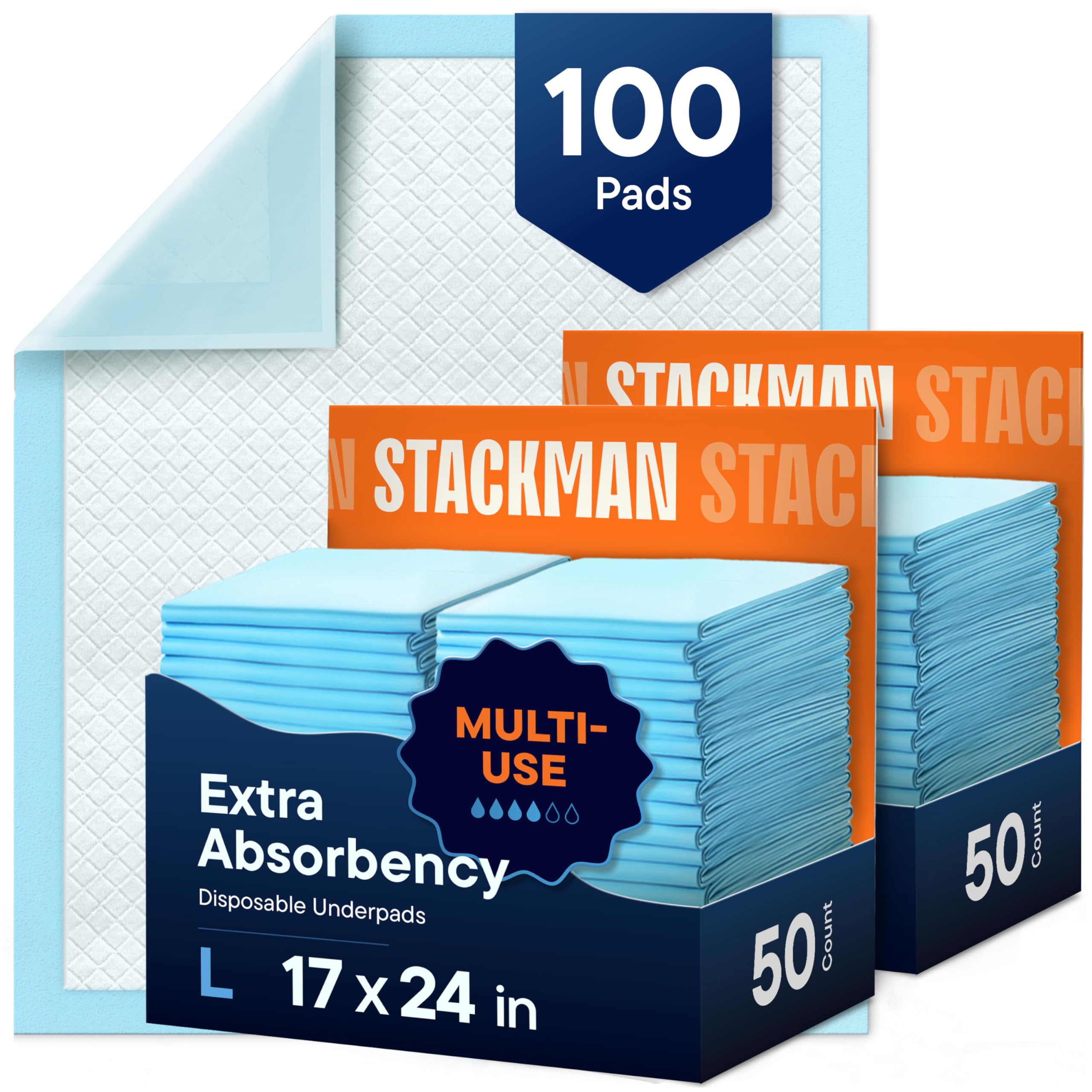Photo 1 of Chucks Pads Disposable [100-Pack] Multi-Purpose Pee Pads - Incontinence Underpads for Dog, Puppy & Diaper Changing Table Pad for Baby 17" x 24" Bed & Chair Liners - Pet Potty Training Pads