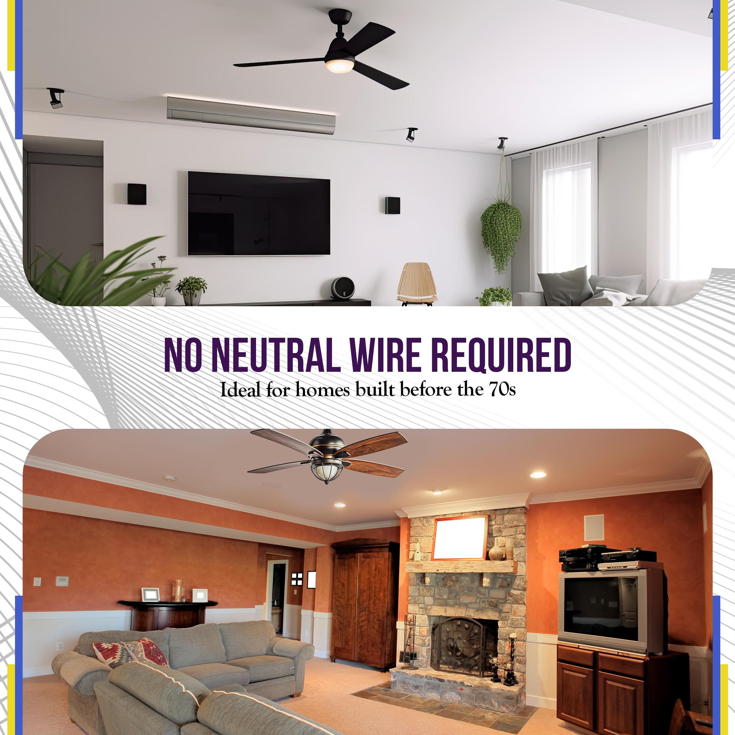 ENERLITES 3 Speed Ceiling Fan Control and LED Dimmer Light Switch, 2.5A Single Pole Light Fan Switch, 300W Incandescent Load, No Neutral Wire Required, 17001-F3-W, White