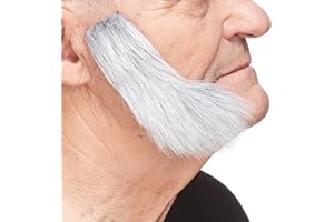 Mustaches Self Adhesive Fake Mutton Chops, Novelty, Sideburns False Facial Hair, Costume Accessory for Adults.Gray with White Color