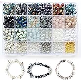 Luluvora 18 Colors 8mm Glass Beads for Jewelry Making Kit with 6 DIY Accessories - Bracelet Making Kit for Adults Women Includes Spacer/Lava/Stone Beads, Jewelry Supplies for Earrings & Necklaces