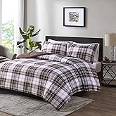 Madison Park Essentials Parkston Plaid Comforter, Matching Sham, 3M Scotchguard Stain Release Cover, Hypoallergenic All Season Bedding-Set, Twin/ Twin XL, Brown, 2 Piece