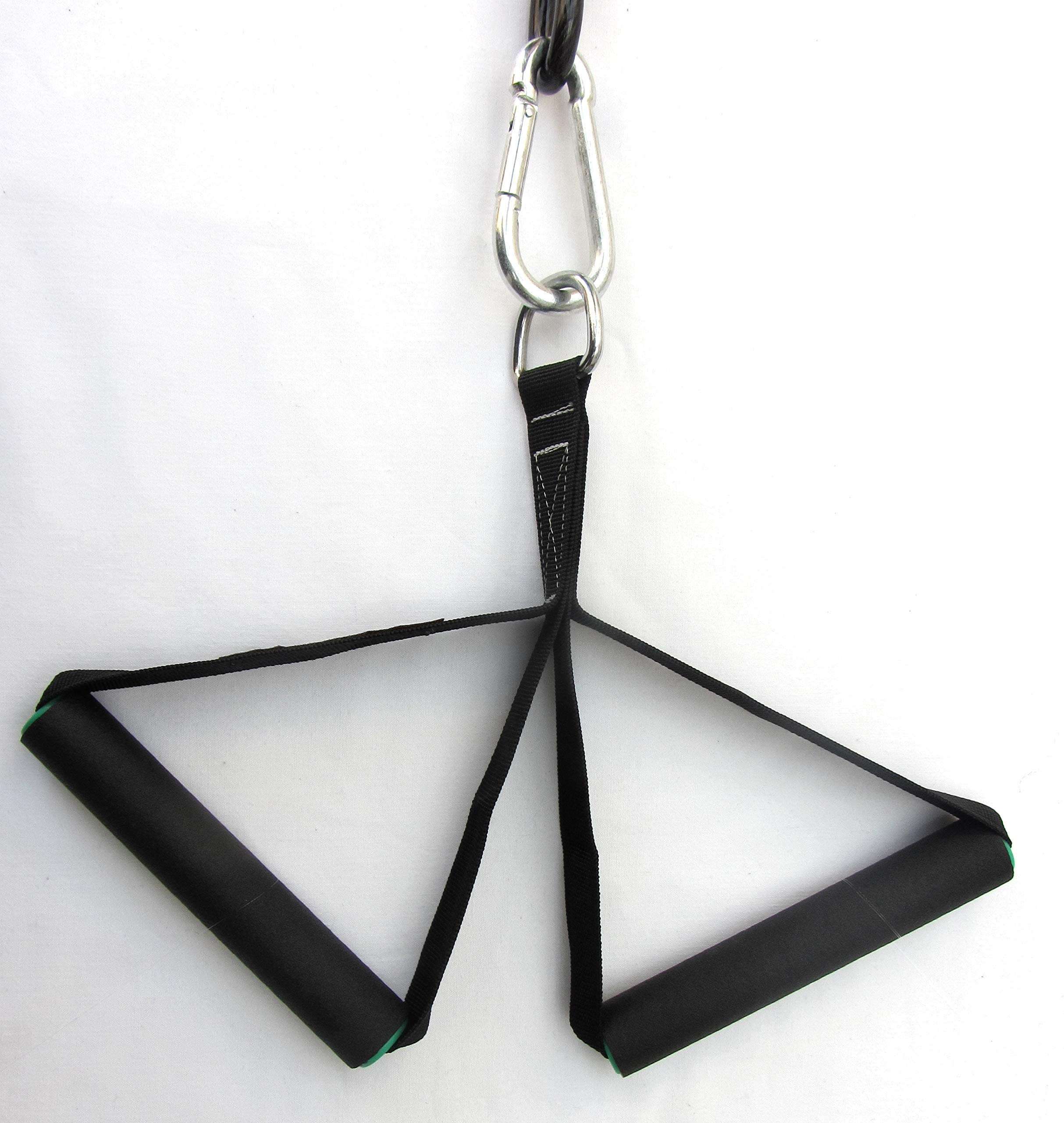 STIRRUP HANDLE 1-D DOUBLE Short 9inch for Multi-gym cable crossover Attachment MULTI-USE Gym Equipment, Resistant Bands, Suspension Body Trainers, Tricep/Bicep Ultimate Trainer Sure-Grip