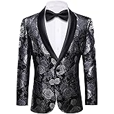 Barry. Wang Men's Sport Coats & Blazers Flower Suit Jacket 1 Button Paisley Tuxedo Mardi Gras Carnival Parade Gift