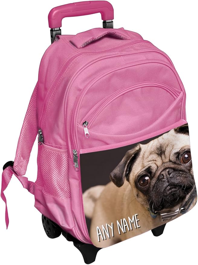 PINK Personalised Pug Dog Kids Travel Suitcase Bag 001 Amazon.co.uk