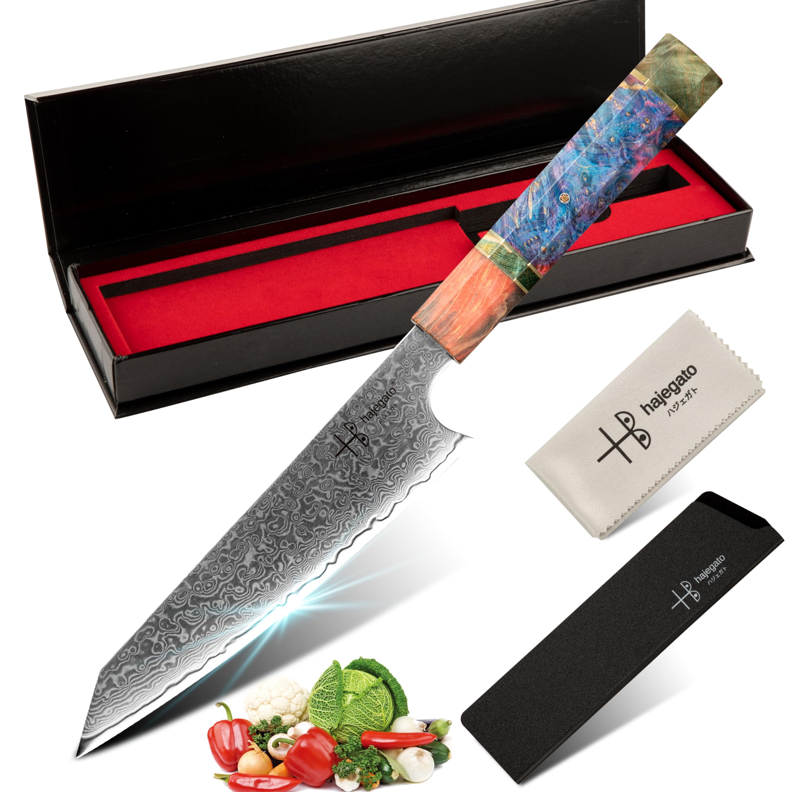 Damascus Chef Knife Petty Hajegato Unique One of Kind Handle Professional 6 Inch Japanese Chefs Kitchen Knife Vg10 67 Layers Damascus Steel Knive