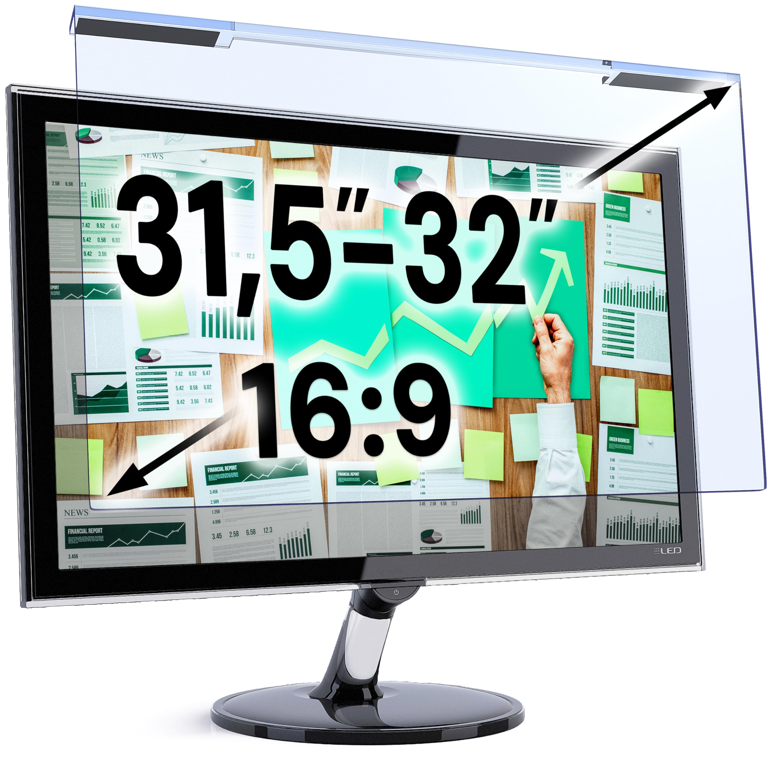 VINTEZ Blue Light Screen Protector for 31.5, 32 Inch Computer Monitor and Laptop – Anti-UV Blue Light Blocking Film for Desktop PC, Eye Protection Filter, 28.2" x 16.5", 1 Pack — image 1