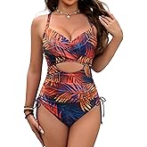 Blooming Jelly Women One Piece Swimsuits with Drawstring Tummy Control Cutout Bathing Suit Ruched Full Coverage Swim Suits