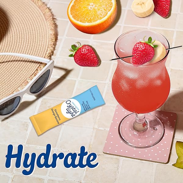 CRYSTAL LIGHT DRINK MIX, 6 PITCHER PACKETS, FOR FLAVORFUL HYDRATION AND SHAREABLE REFRESHMENT, STRAWBERRY ORANGE BANANA ARTIFICIAL FLAVOR, ZERO SUGAR, LOW CALORIE, 2.4 OZ