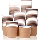 MATICAN Paper Ice Cream Cups - 100-Count 11-Oz Disposable Dessert Bowls for Hot or Cold Food, 11-Ounce Party Supplies Treat Cups for Sundae, Frozen Yogurt, Soup, Brown