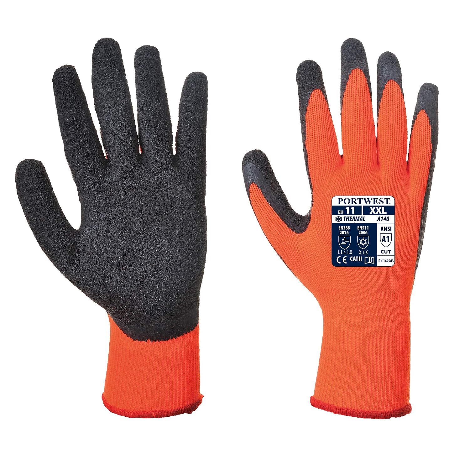 Portwest Men Thermal Grip Glove, Orange, L - Image 4