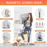 YRH Magnetic Fly Screen Door 90x210 cm White with Stay Open Buckles view 3