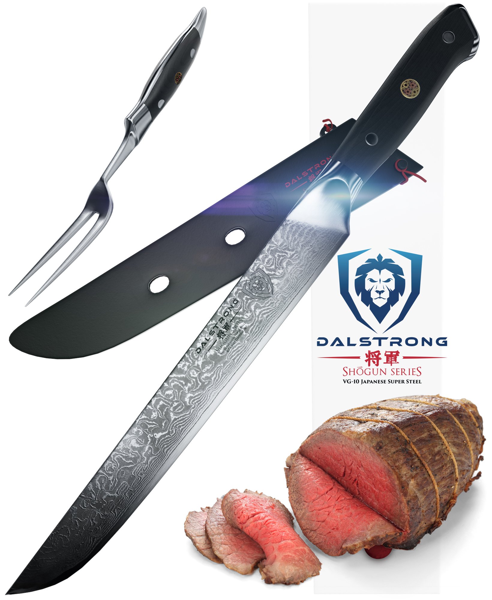 Dalstrong Carving Knife Fork Set Shogun Series 9" Vg10 Sheath eBay