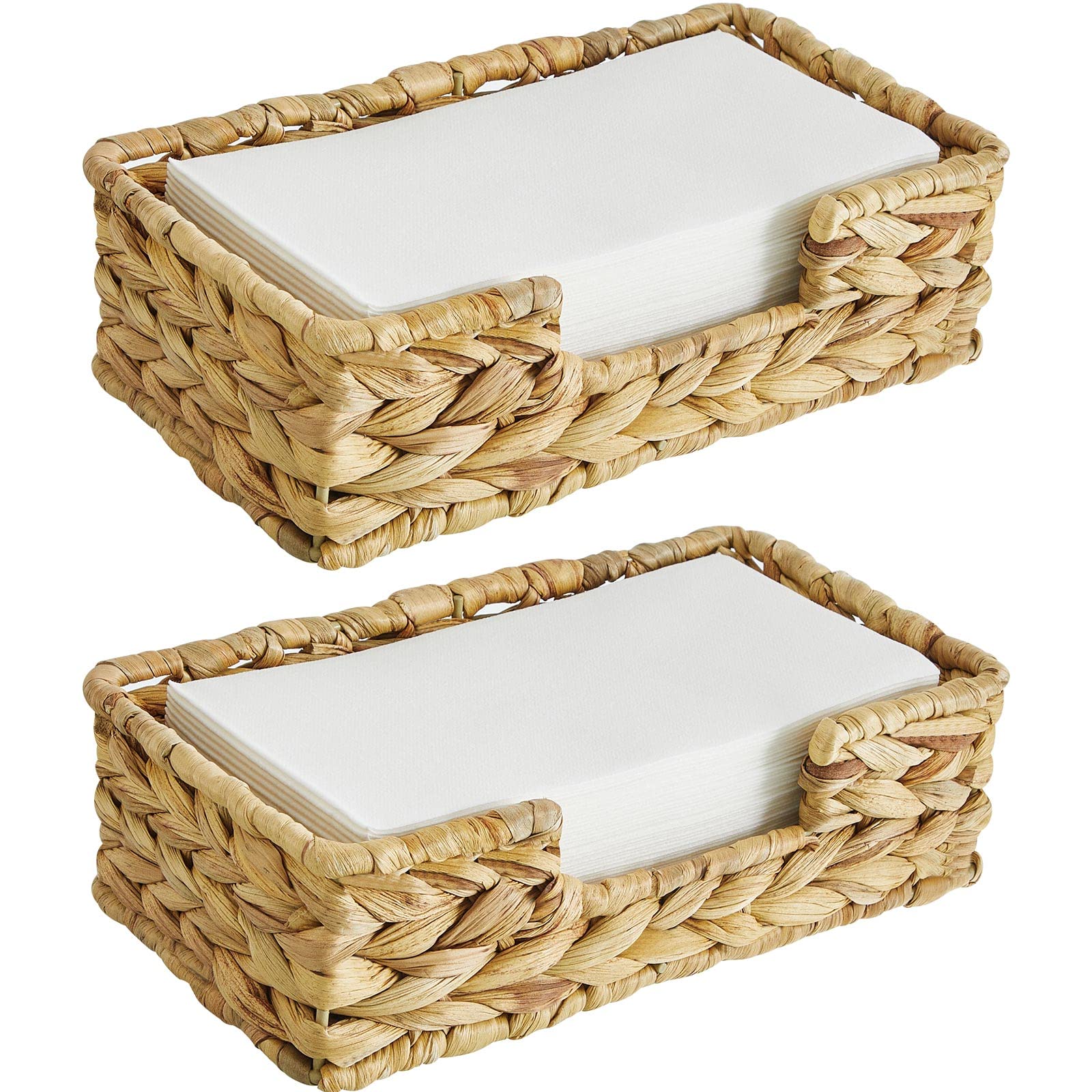 Photo 1 of 1 Pc Water Hyacinth Napkin Holder for Bathroom, Disposable Guest Towel Holder Tray, 9.5 x 5.1 Inch Woven Wicker Rectangle Napkin Baskets for Kitchen, Home, Hotel, Farmhouse Party Accessories