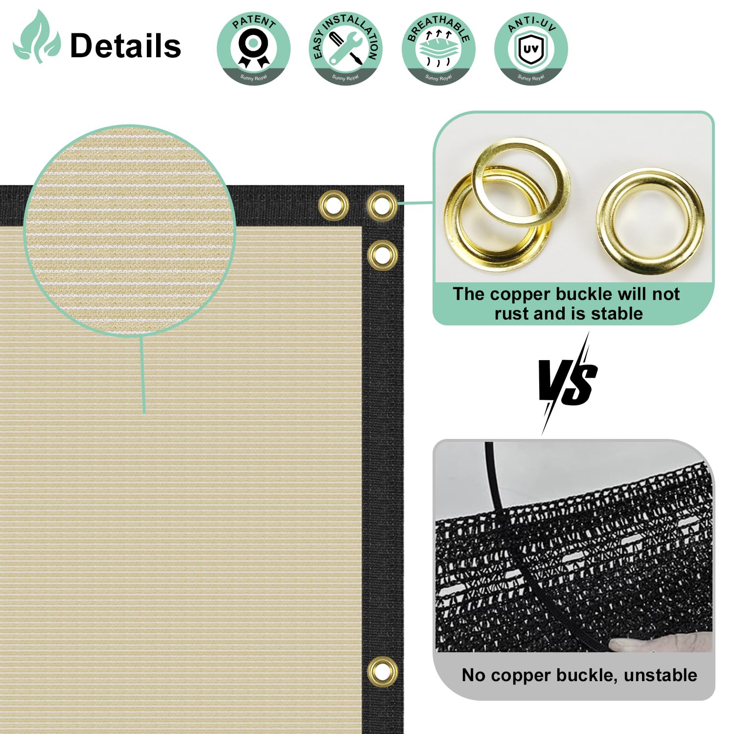 SunnyRoyal 8' x 220' Beige Privacy Fence Screen