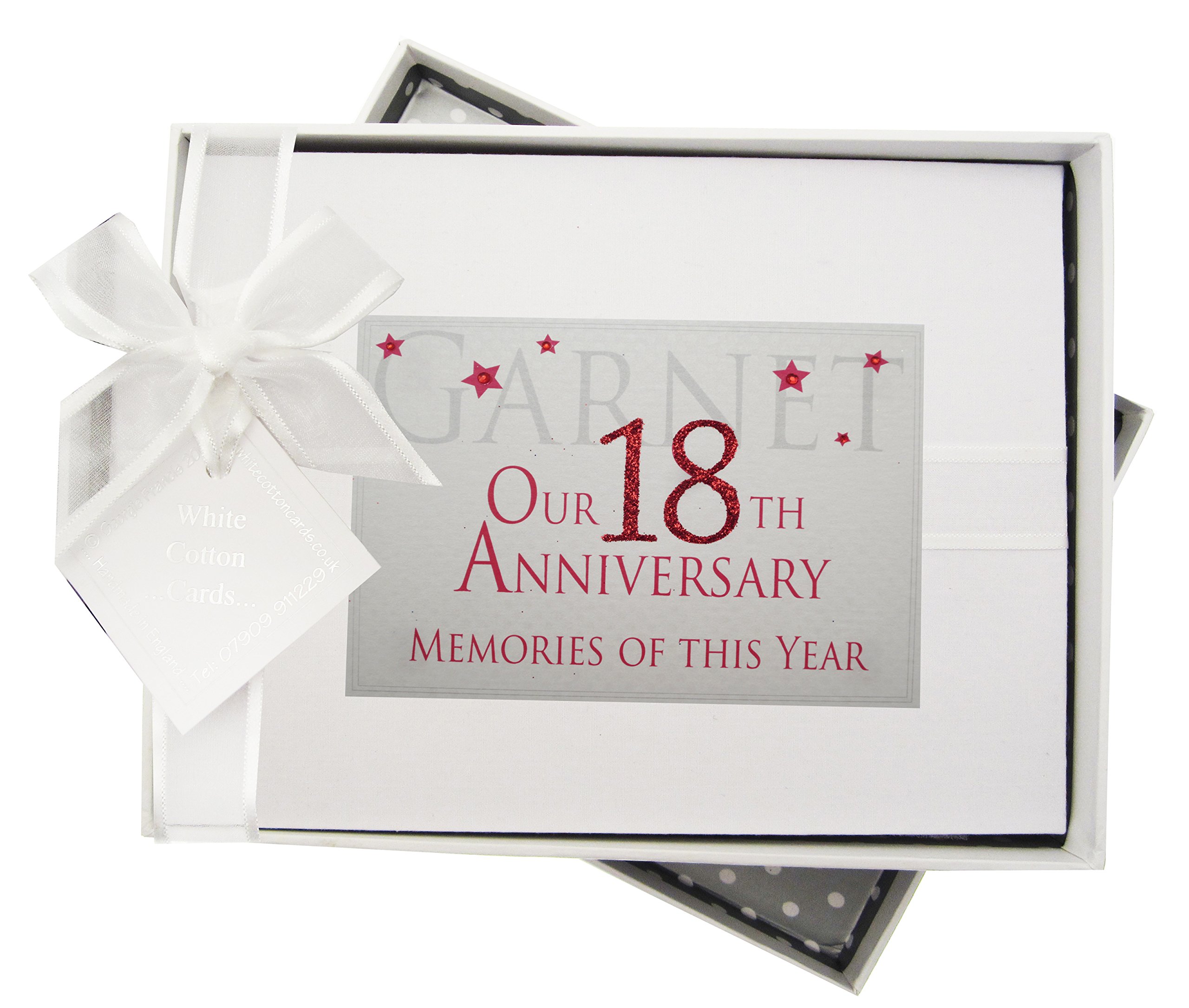 White Cotton Cards 18th Garnet Anniversary Memories of This Year, Small Album, Glitter & Words, Fabric, 16x20.5x4 cm
