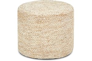 Wimarsbon 18'' Ottoman Pouf, Natural Braided Poof, Rustic Handweave Lounge Pouffe, Boho Footrest Stool for Bedroom, Accent Table or Seat for Living Room (Natural Corn Husk)