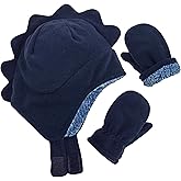 N'Ice Caps Toddler Baby Hat Mitten Set Boys Dino Fleece Gloves Warm Sherpa Lined
