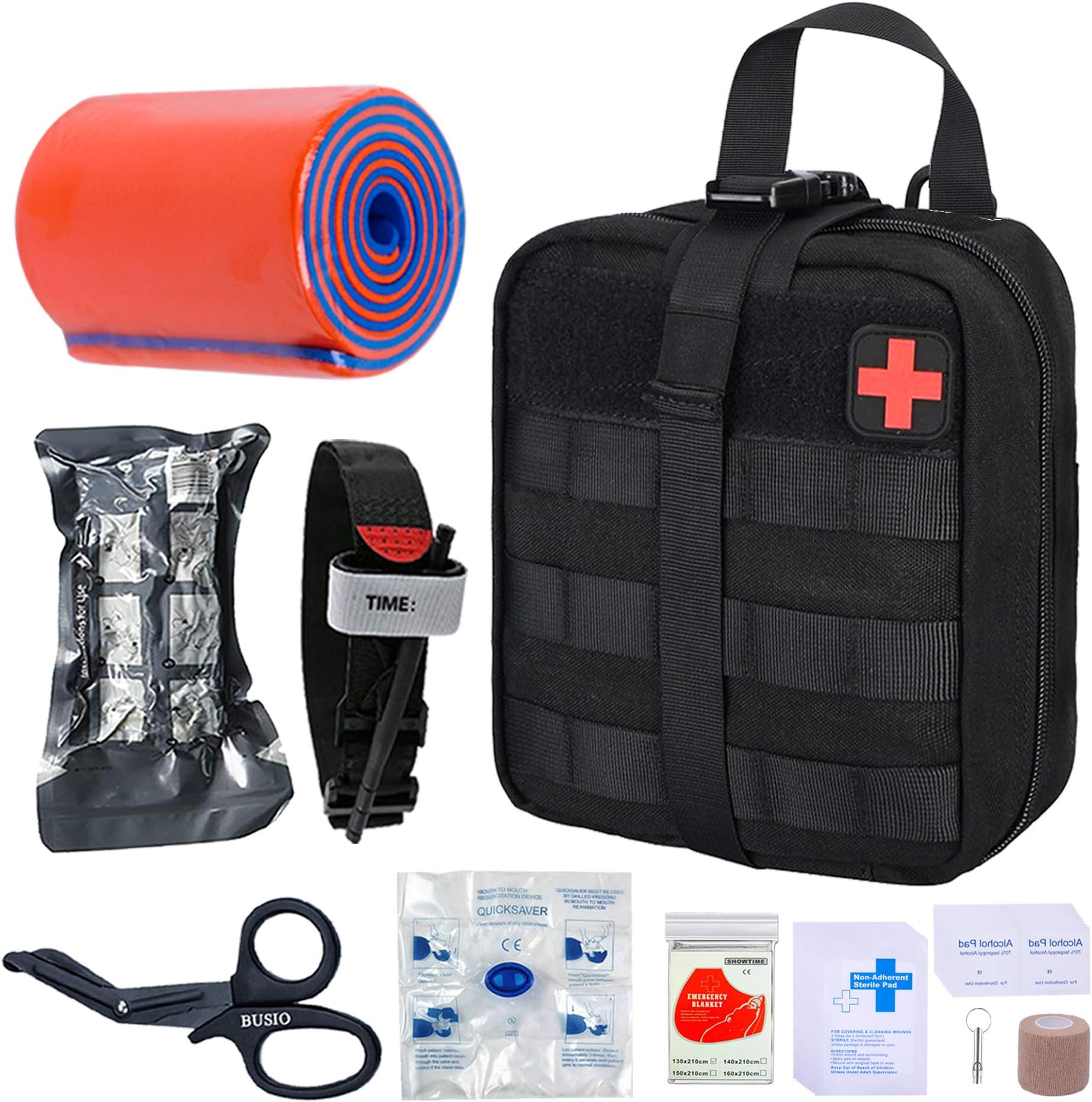 TOUROAM Tactical Emergency First Aid Medical Kit-MOLLE Admin Pouch IFAK-Wound Dressing Blood Control EMT Survival Trauma Kit-Camp Travel Car Medic Kit