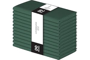 Dine n Decor Set of 12 Cloth Dinner Napkins 100% Cotton - Soft Durable Washable - Ideal for Farmhouse Party Weddings Christmas Easter- Perfect Everyday Use Table Linen Cloth Napkins Forest Green 17x17
