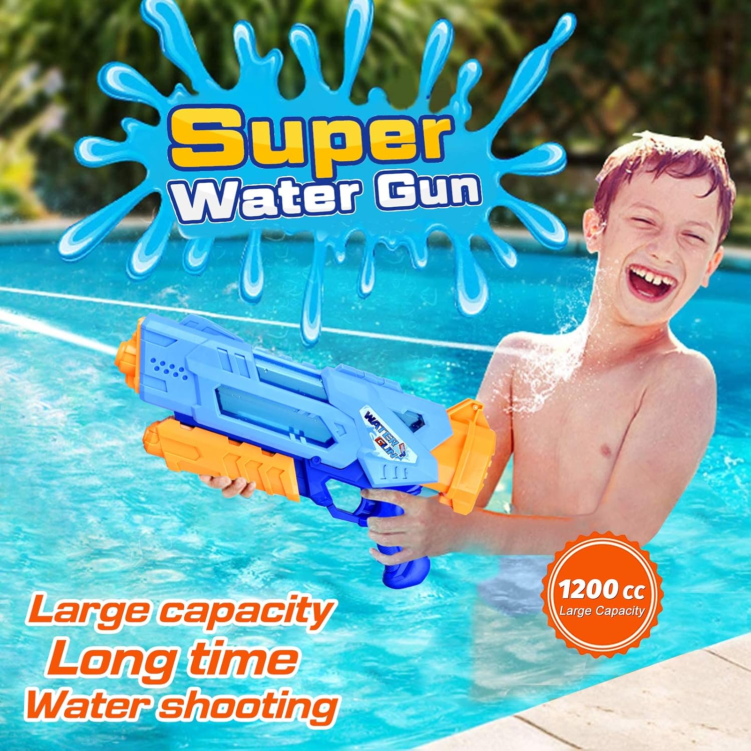 Super Water Guns for Kids & Adults, 2 Pack Super Water Blaster Soaker Squirt Guns, 1200cc High Capacity for Kids Ideal Gift Toys for Summer Outdoor Swimming Pool Beach Sand Water Fighting Play Toys: Toys & Games