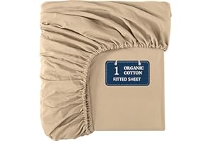 Lane Linen 100% Organic Cotton Twin Size Fitted Sheet Only (39"x75") - Super Soft 100% Cotton Twin Fitted Sheet - Lightweight & Durable Cotton Bed Sheet - Linen