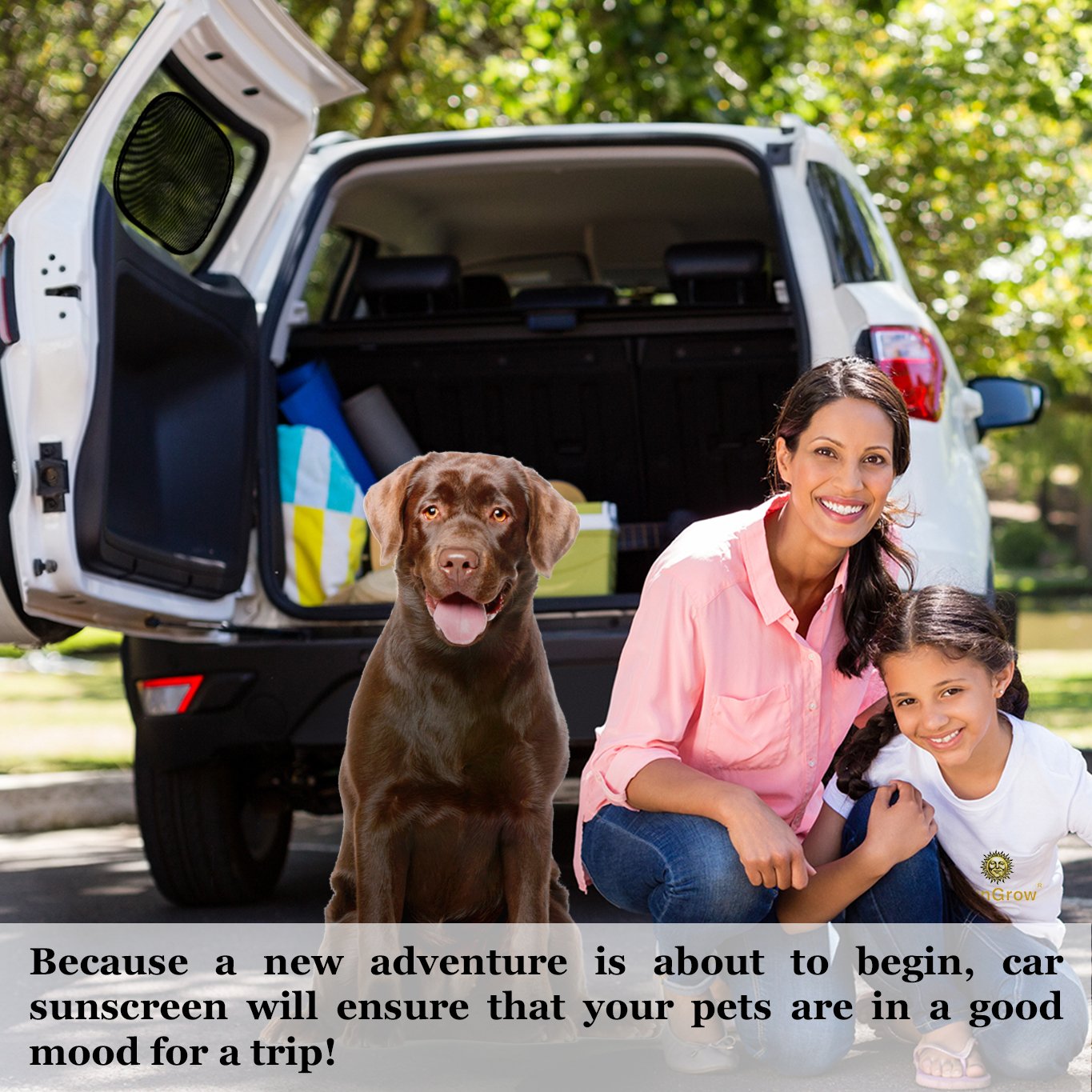 3 Car Sunscreen Shade for Dogs --- Covers and Protects Pets from Harmful UV Rays, Sunglare and Heat - Ideal for Side and Rear Windows - Premium Quality PVC
