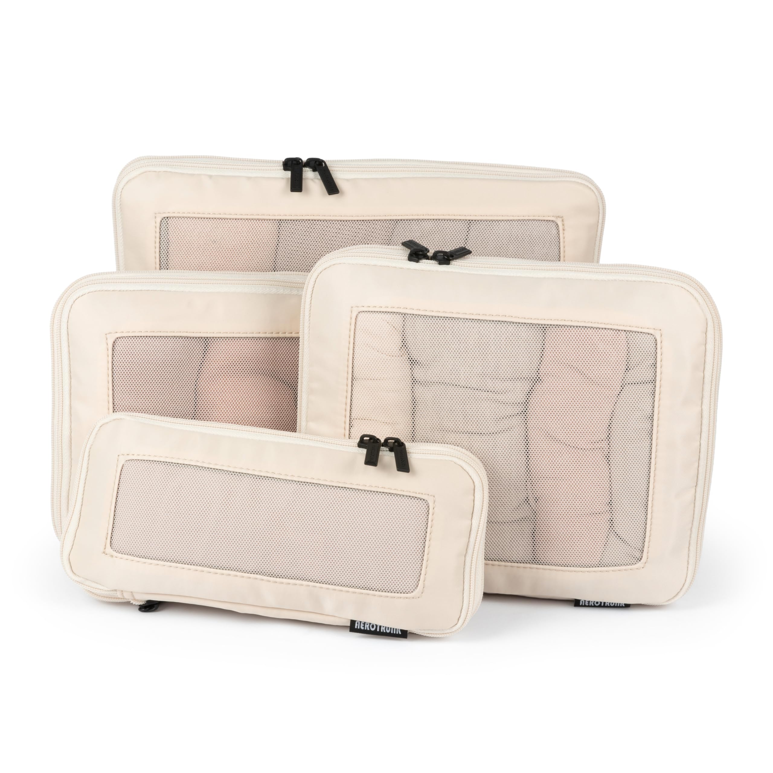 Photo 1 of Aerotrunk Compression Packing Cubes for Travel - Luggage Organizer Bags - Double Zipper Packing Cubes for Suitcases (4-Pack, Beige)