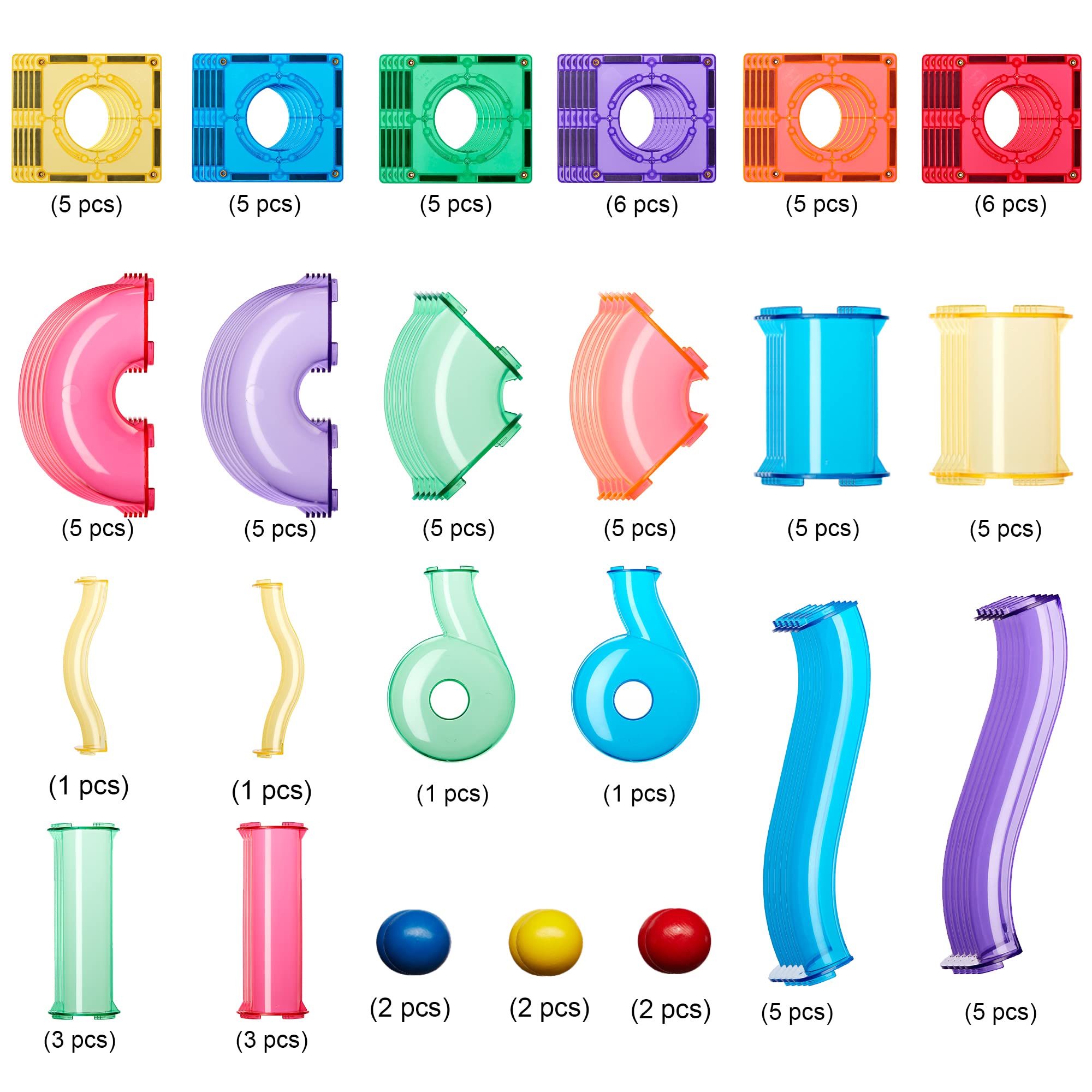 Learn & Grow Magnetic Marble Run Expansion Pack - 88PCs Ultimate Marble Race Track, Magnet Tiles Accessories, Magnetic Ball Track, STEM Building Toys - Construction Toys for Toddlers & Kids Age 3+