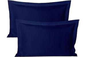 BEDSUM 100% Brushed Microfiber Queen Pillow Shams Set of 2, Super Soft and Cozy, Wrinkle, Fade, Stain Resistant 20x30 Oxford Pillowcases, 20x30 Inches, Navy Blue