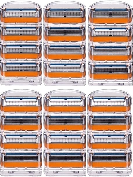 Amazon ジレット フュージョン用 替刃 互換品 6セット 24個 髭剃り Gillette Fusion プログライド パワー 替え刃 オレンジ ノーブランド品 カミソリ替刃