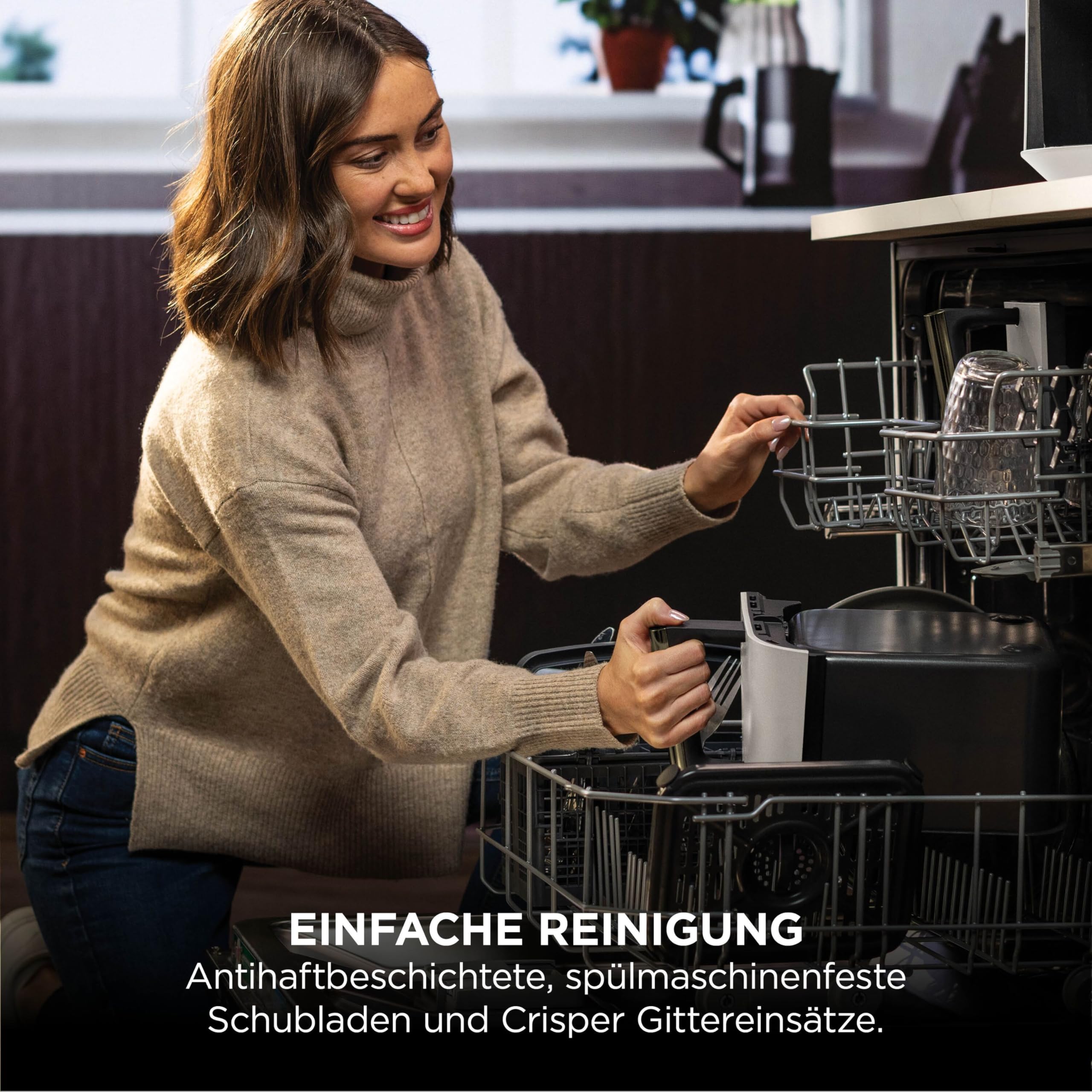 Ninja Dual Zone Digital Air Fryer, 2 Schubladen, 6-in-1, Heißluftfritteuse, 9,5L, Heißluft-Frittieren, Max Crisp, Rösten, Backen, Aufwärmen, Spülmaschinenfeste Körbe, Stone/Gold DZ400EUSTGD 7
