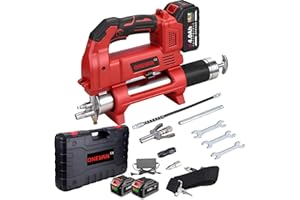 Grease Gun, Electric Grease Gun with 2 * 4.0A Batteries and Charger, 12,000 PSI, Brushless Motor, 20 OZ Larger Capacity Batte