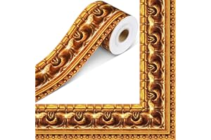 4Roll Vintage Gold Frame Border Stickers,Self-Adhesive Trim for Bulletin Boards and Walls