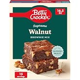 Betty Crocker Supreme Walnut Brownie Mix, 16.5 oz | Fudgier Texture Vs. Prior Recipe, Made With Real California Walnuts, Makes 15 Servings, Easy Pantry Staple